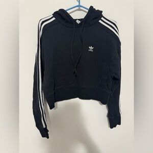Adidas Black Hoodie with White Stripes